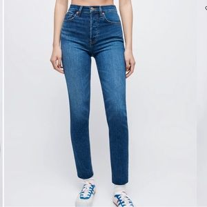 Re/Done Stretch High Rise Ankle Crop Mid 70s wash